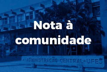 Imagem retangular em tons de azul escuro com o texto Nota à comunidade escrito em branco