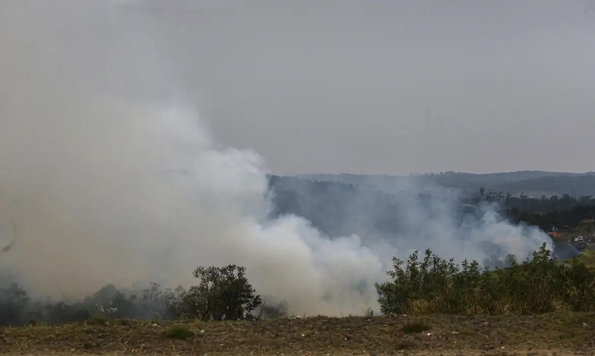 A poluição atmosférica tem sido impulsionada por incêndios florestais e queimadas Foto de uma queimada