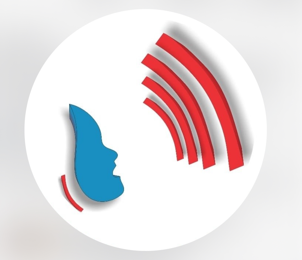 Imagem do perfil de um rosto e ondas de rádio à sua frente