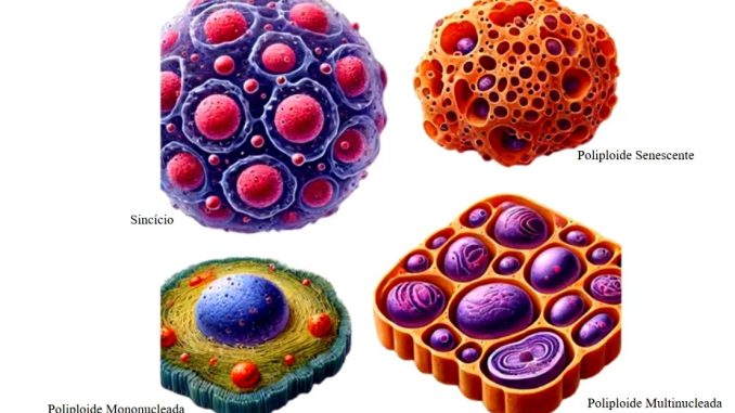 Imagem microscópica de quatro diferentes células cancerígenas