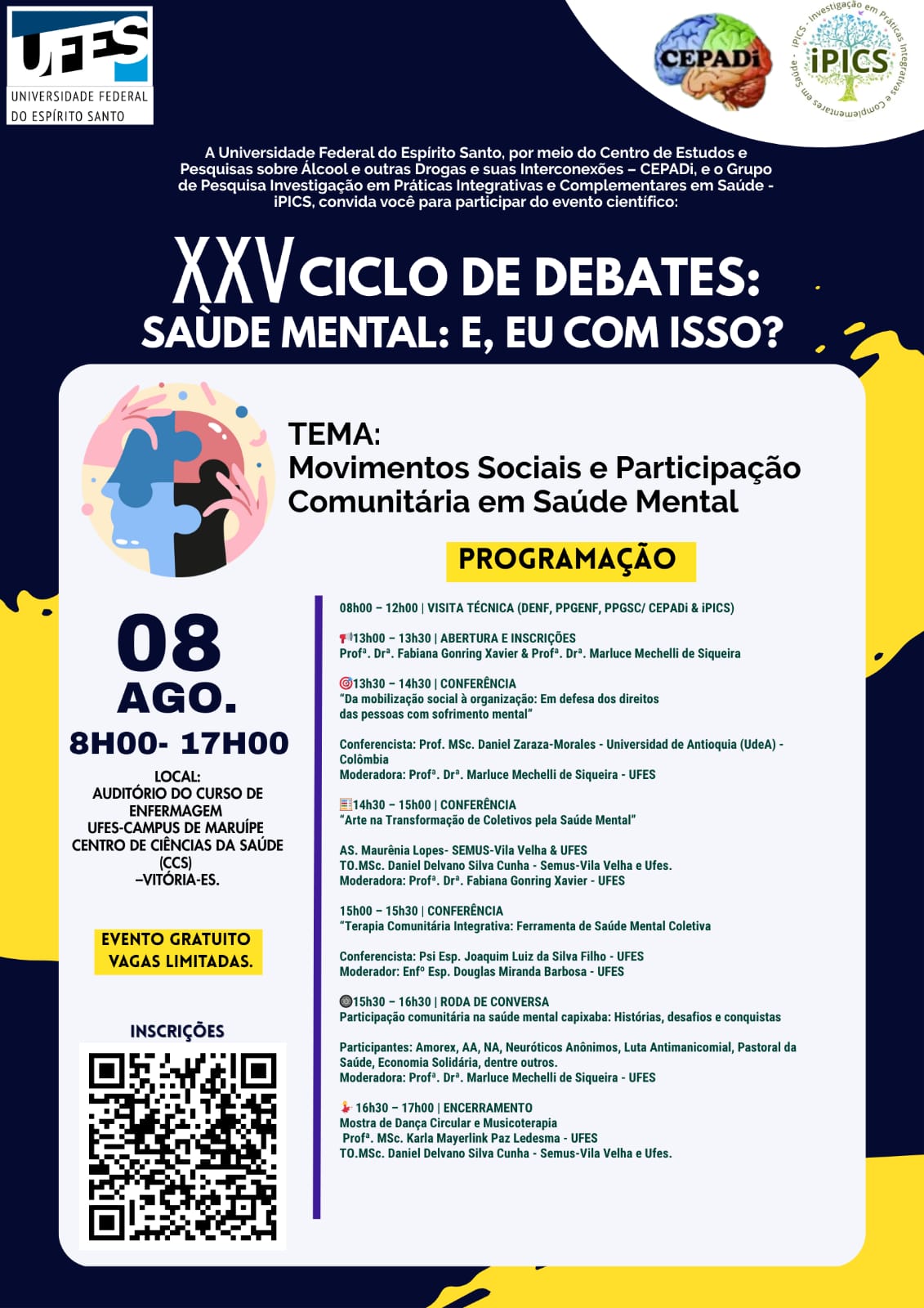 Cartaz de divulgação com a programação do evento