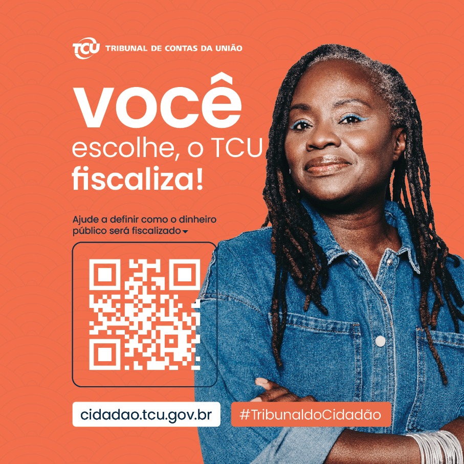 Cartaz de divulgação da consulta pública com um QR Code de acesso para a votação
