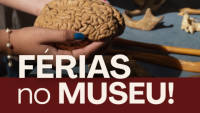 Cartaz de divulgação da programação de férias do museu