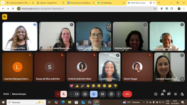 Foto da tela do computador onde acontece uma reunião on-line entre as pesquisadoras